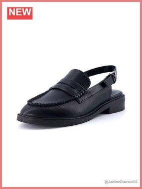 Women's Sling Back Loafer with Memory Foam, Faux Leather, Adjustable Strap